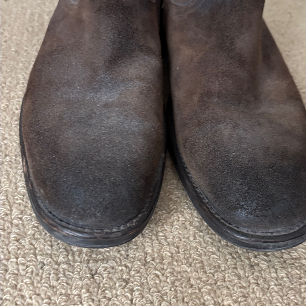 Men’s To Boot New York Dark Brown Waxed Suede Plain Toe Side Zip Boot - Picture 7 of 12